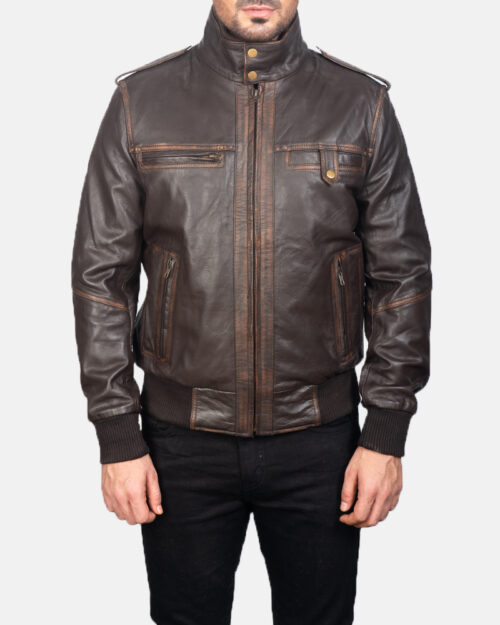Wingman Brown Leather Bomber Jacket